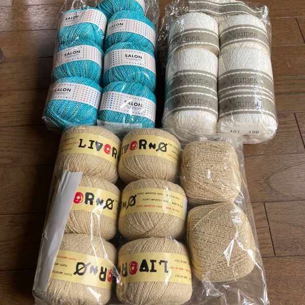 手編み、ハンドメイド、編み物、夏毛糸、アクリル、レーヨン、綿