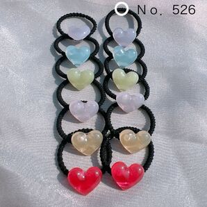 レジンヘアゴム ヘアアクセサリー ハンドメイド レインボー 6ペアセット