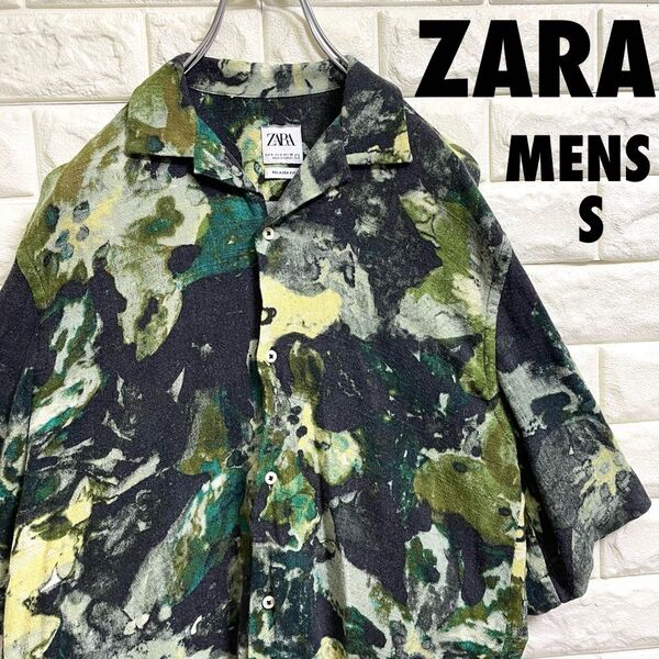 ZARA ザラ デザインシャツ リネン 麻 メンズSサイズ