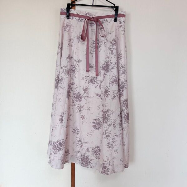 【美品】ミッシュマッシュ 花柄ピンクフレアスカート Mサイズ ロングスカート ウエストリボン