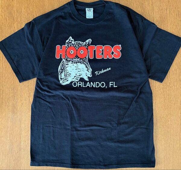 美品 USA製 デルタDELTマグナムウエイトMAGNUM WEIGHT HOOTERSフーターズ 半袖 Tシャツ ブラック L