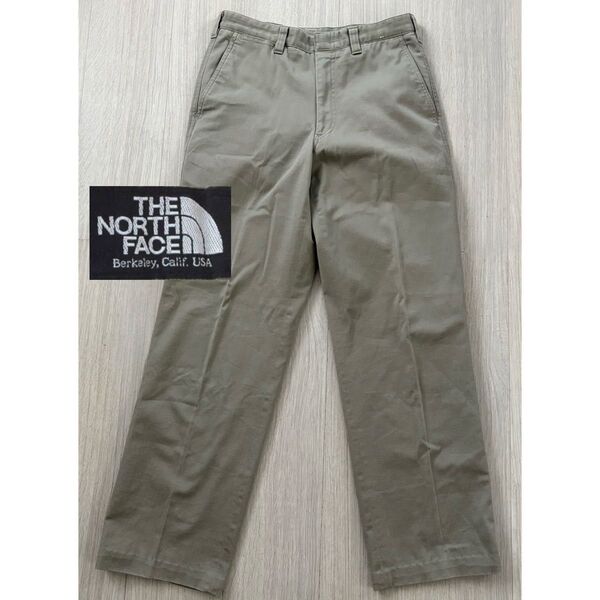90s THE NORTH FACE ノースフェイス チノパン ワイドパンツ 日本製 ベージュ ストレートタック 麻 ストレッチ