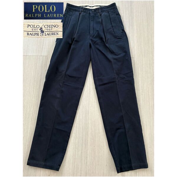 新品難あり 90s Polo by Ralph Lauren ANDREW PANT アンドリュー チノパン W31 ネイビー