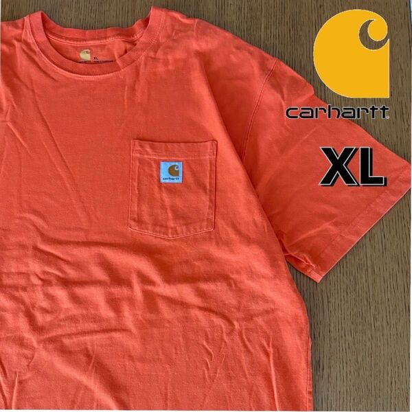 carhartt カーハート ロゴ 半袖 Tシャツ XL オレンジ