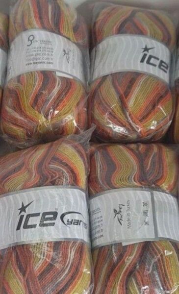 新品未使用 ice yarns 毛糸 4玉セット 入手困難オレンジ系① トルコ産 アイスヤーン 手芸材料 海外毛糸ソックヤーン