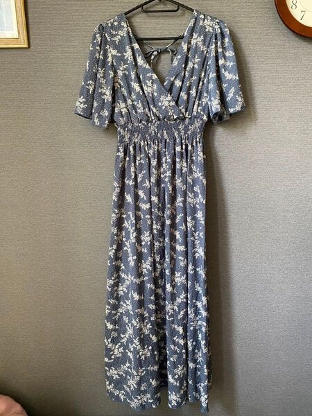【 fifth 】フィフス バックシャンカシュクールシックフラワーワンピース ブルー