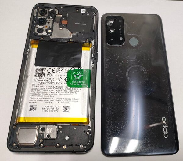 OPPO Reno5A CPH2199 シルバーブラック 画面交換失敗品? ジャンク