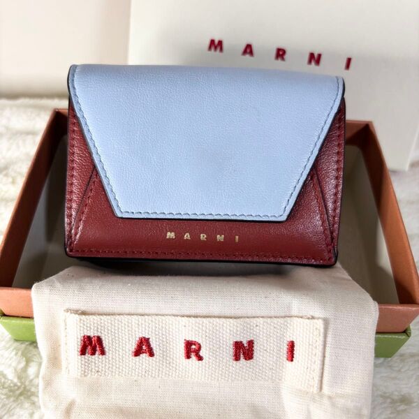 【MARNI】マルニ Tri-Fold 保存袋付き 三つ折り財布 ツートン