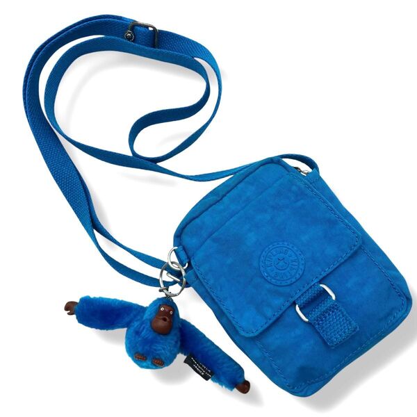KIPLING キプリング ミニショルダーバッグ ショルダーポーチ 斜め掛け ナイロン ブルー 水色 ゴリラチャーム付き
