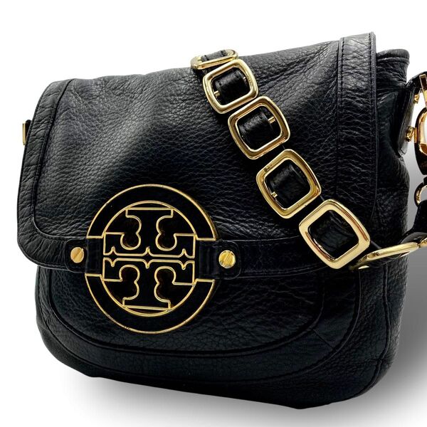 TORY BURCH トリーバーチ ショルダーバッグ ワンショルダー チェーン レザー 本革 ブラック 黒 ゴールド金具 ロゴ
