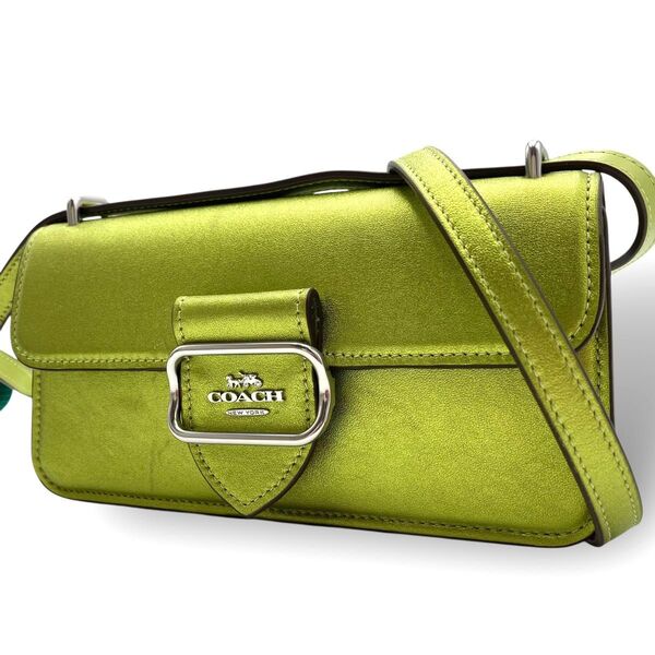 COACH コーチ モーガン ショルダーバッグ クロスボディ レザー ライトグリーン 黄緑 斜め掛け ロゴ金具 co984
