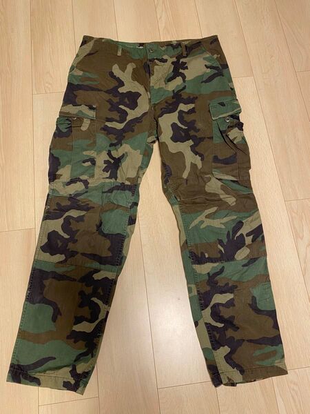 軍パン パンツ 迷彩 米軍実物 カーゴパンツ ミリタリー 刺繍 Lサイズ