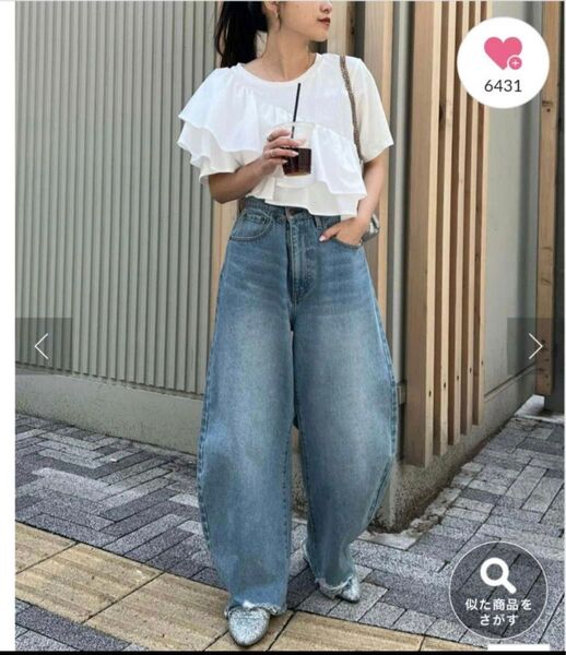 チャオパニックティピー アシメフリルデザインカットソー フリルTシャツ ホワイト