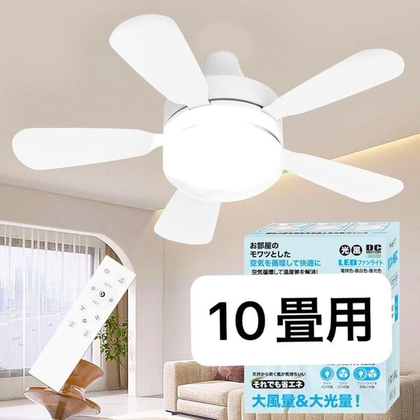 シーリングファンライト リモコン付き シーリングライト シーリングファン ファン DCモーター LEDシーリングライト 10畳