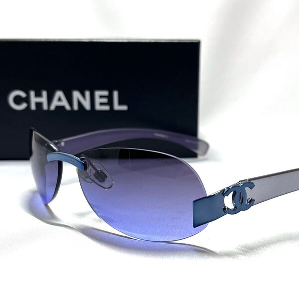 【イタリア製】CHANEL シャネル ココマーク リムレス サングラス パープル