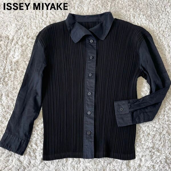 ISSEYMIYAKE イッセイミヤケ プリーツ ドッキング 異素材切替 シャツ