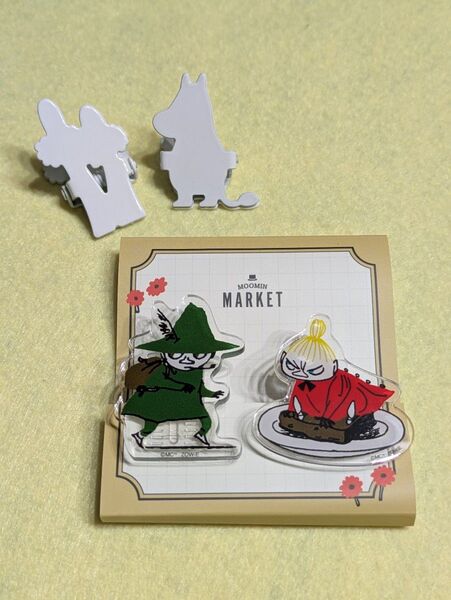 MOOMIN アクリルクリップ「夏まつり」リトルミイ・スナフキン(おまけ:ムーミン・ニョロニョロ スチールクリップ) 文房具