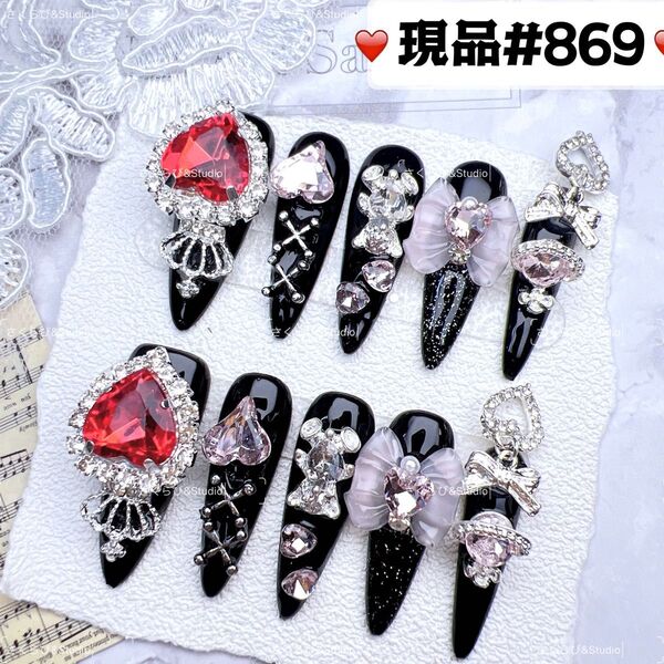 869ネイルチップ 量産型サブカル地雷系チークかわいい韓国現品ネイルチップつけ爪ギャルサブカル地雷推しネイル現品y2k痛ネイル