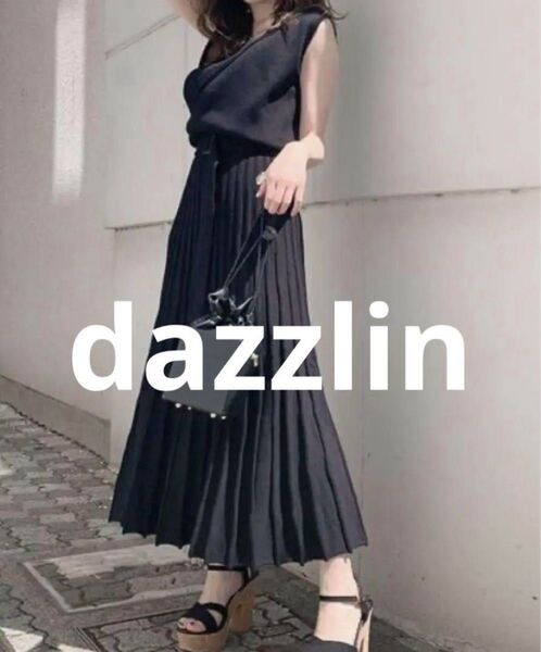 dazzlin ダズリン カシュクール ロング ニット ワンピース プリーツ 黒 プリーツスカート FREE 黒