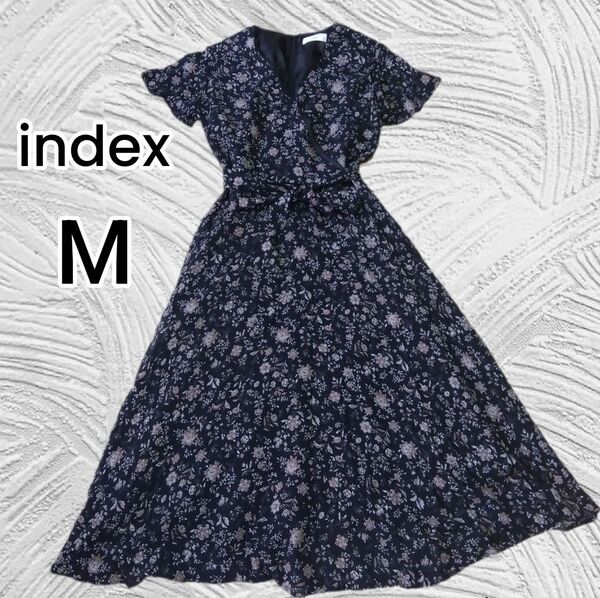 【index】花柄 総柄 半袖 ロングワンピース 春夏 Мサイズ