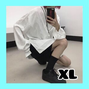 996 メンズ チャイナ服 サテン 龍 ユニセックス チャイナ モード系 原宿 刺繍 ドラゴン白トップスシャツジャケットコスプレ