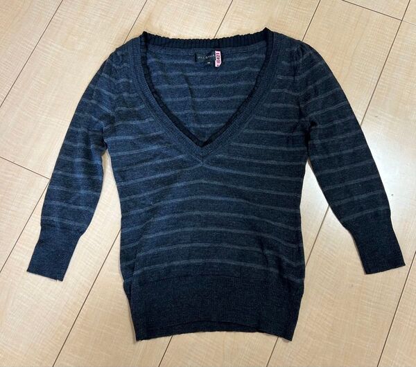 JILL STUART ダークグレー セーター M S ジルスチュアート ニット Vネック ウール 毛100