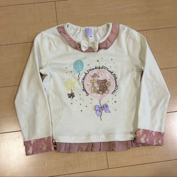 アクシーズファーム カットソー 130 トップス 長袖 レース リボン axes 長袖Tシャツ キッズ 子供服 女の子
