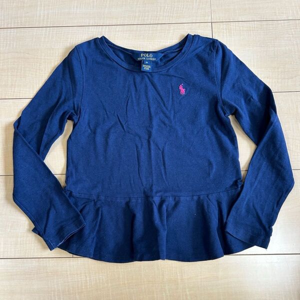 Tシャツ ラルフローレン 女の子 キッズ 120 130 長袖半袖 ペプラム POLO RALPH ネイビー LAUREN ロンT