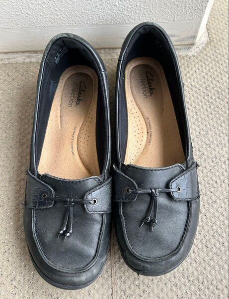Clarks ローファー ブラック 黒 レディース レザー 革靴 24.5cm パンプス