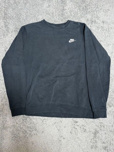 NIKE スモールスウッシュ 長袖カットソー ブラック size M スウェットトレーナー ナイキ トレーナー 古着 プルオーバー