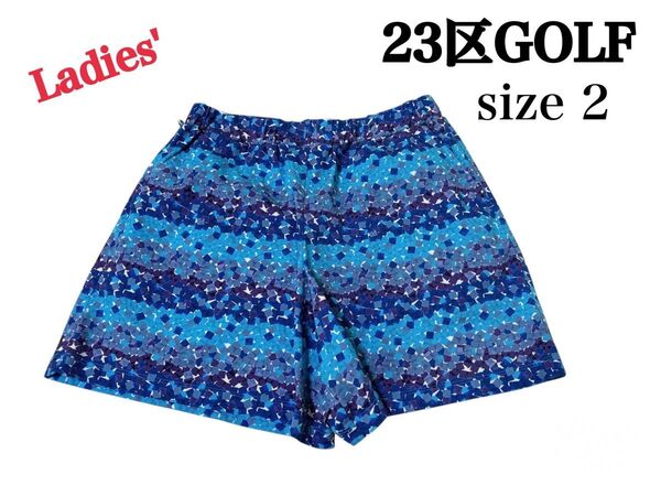 23区GOLF ゴルフ パンツ ショートパンツ 総柄 キュロット レディース2