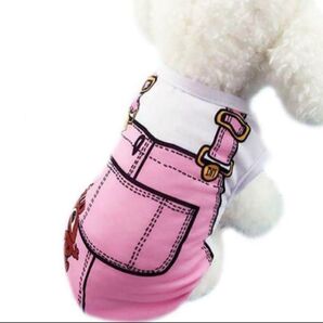 【新品】ペット洋服 犬服 メッシュ ピンクサロペット風タンクトップ Mサイズ 犬服 ペット ペットグッズ