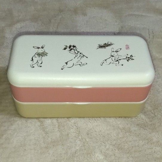スケーター ランチボックス 弁当箱 2段 吉祥うさぎ 鳥獣戯画風 レトロ