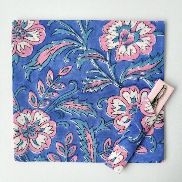 【インド綿同柄】古帛紗・楊枝差しセット ステンレス楊枝付 新品 茶道 古袱紗 菓子切り