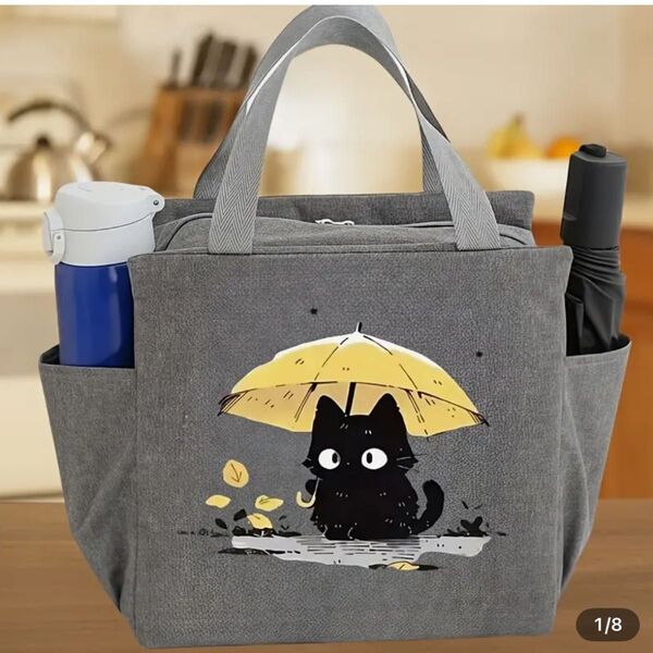 黒猫ちゃん ランチバッグ 保冷バッグ 大きめお弁当袋