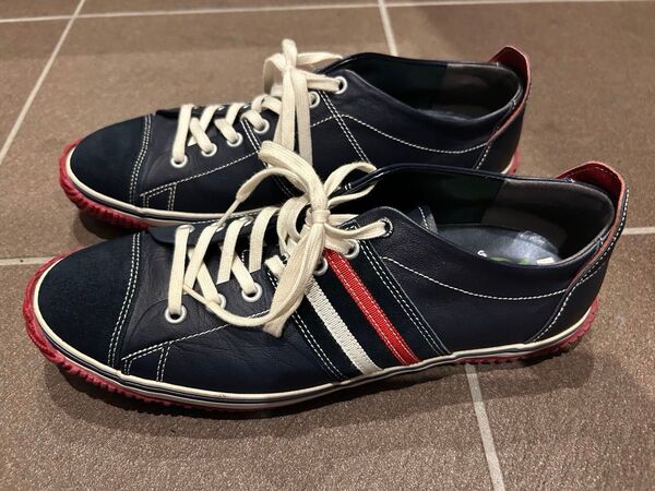 SPINGLE MOVE×Ragriseの紺色本革レザー スニーカー美品