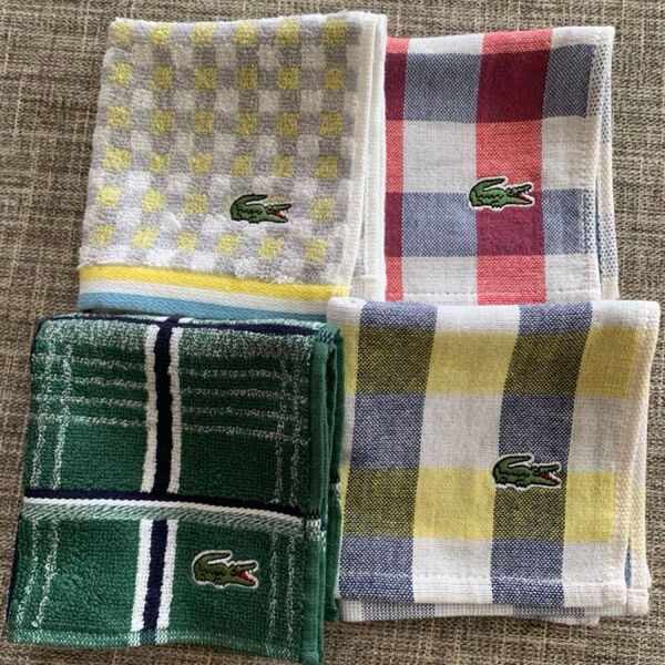 LACOSTE ラコステ ミニタオル ハンドタオル ハンカチ メンズ レディース ラコステ 四枚セット