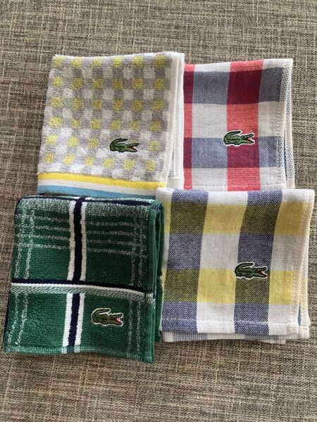 LACOSTE ラコステ ミニタオル ハンドタオル ハンカチ メンズ レディース ラコステ 四枚セット