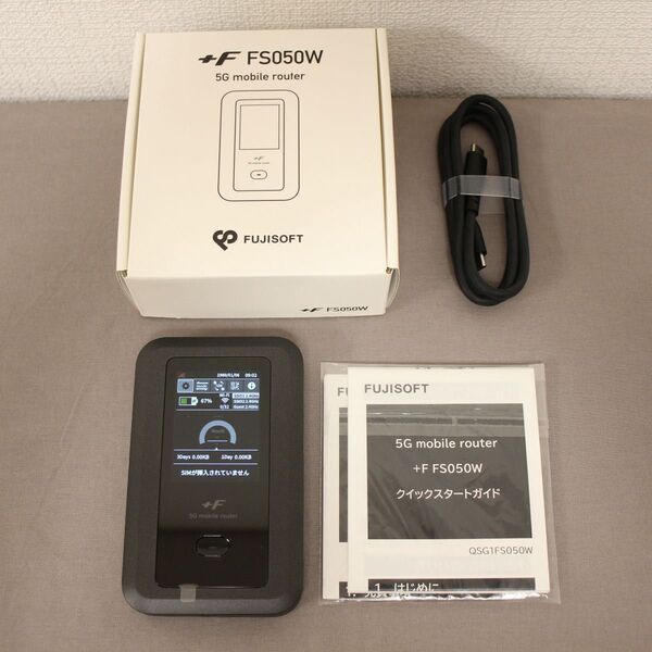 【美品】富士ソフト+F FS050W eSIM対応 5G SIMフリーモバイルWi-Fiルーター