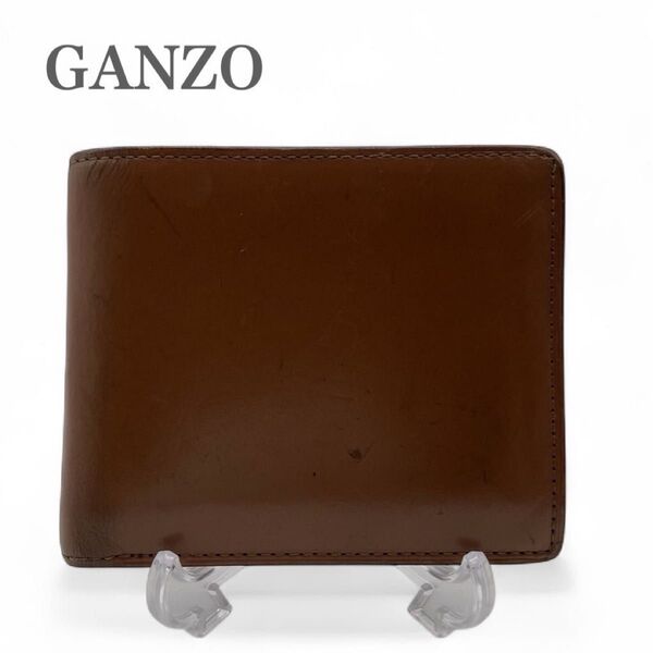 希少 GANZO THIN BRIDLE ガンゾ シンブライドル レザー 二つ折り財布 ヘーゼルカラー