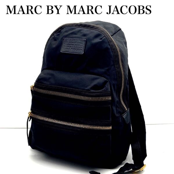 MARC BY MARC JACOBS マークバイマークジェイコブス リュック バックパック ゴールド金具 ナイロン ブラック