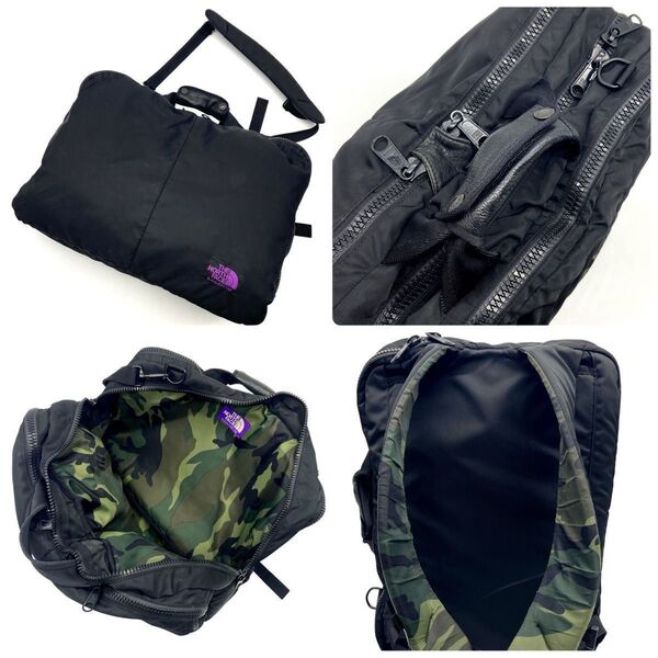 限定 THE NORTH FACE ザ・ノースフェイス パープルレーベル 3way リュック ショルダーバッグ ブラック カモフラ