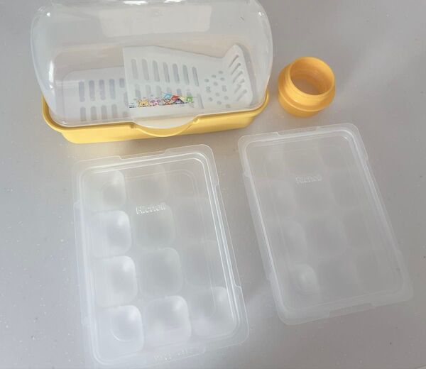 【赤ちゃん用品】西松屋哺乳瓶レンジ消毒器 リッチェル離乳食保存容器15ml 2個 ほほえみミルク缶専用アタッチメント