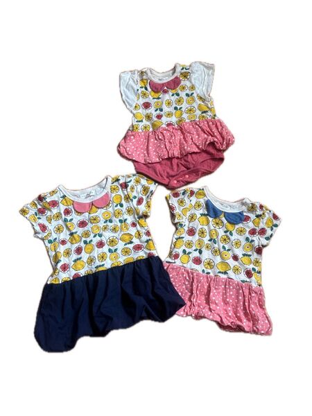 姉妹お揃い トップス ロンパース 3点セット ベビー服 女の子