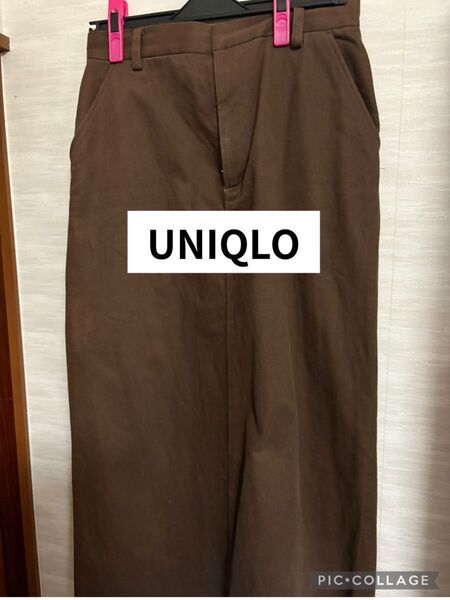 ユニクロ UNIQLO ブラウン スリット タイトスカート ファスナー 焦げ茶色