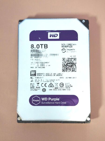 WD Purple WD80PUZX 8TB HDD パープル
