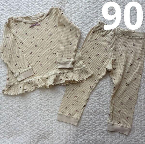 アプレレクール ワッフル生地 さくらんぼ柄パジャマ 90
