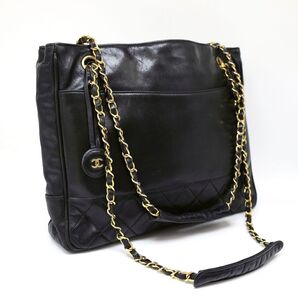 シャネル マトラッセ CHANEL ココマーク ゴールド金具 バッグ レザー ブラック チェーントート トートバッグ