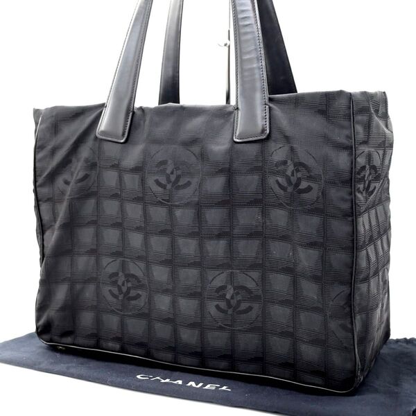 シャネル CHANEL ニュートラベルライン トートバッグ ブラック ココマーク レザー ナイロン バッグ ハンドバッグ