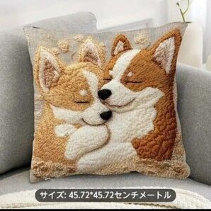 新品未使用品 コーギー クッションカバー インテリア 犬 1枚